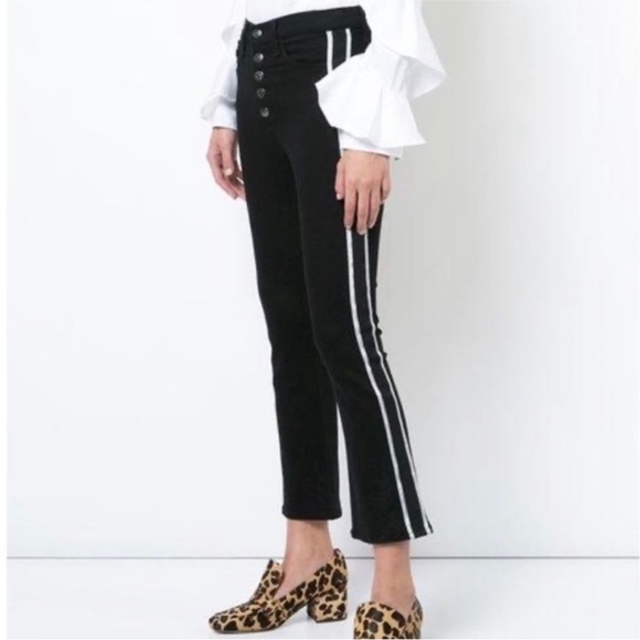 Veronica Beard Carolyn Baby Boot Cropped Jeans W/ Tux Stripes In Raven - Picture 4 of 16
